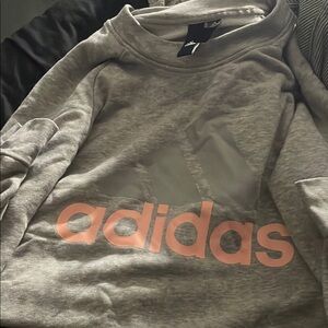 Adidas Heather Gray Sweatshirt with Coral Logo